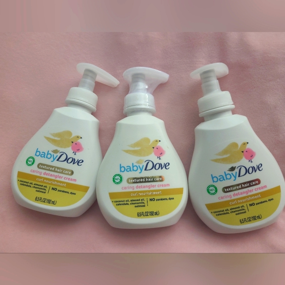 3 NEW Baby Dove Textured Hair Care Curl Detangler Cream. 6.5 Oz Each.